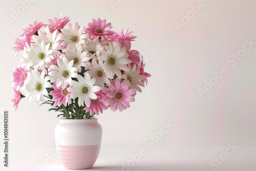 Wallpaper Mural Pink and white flowers in vase on white background. Torontodigital.ca