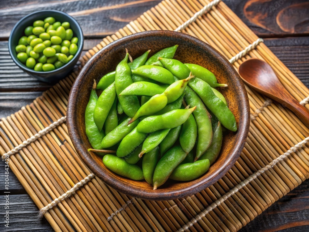 Delicious Edamame Nibbles Boiled Green Soy Beans Traditional Japanese Snack for Healthy Eating Delicious Edamame Nibbles Boiled Green Soy Beans Traditional Japanese Snack for Healthy Eating