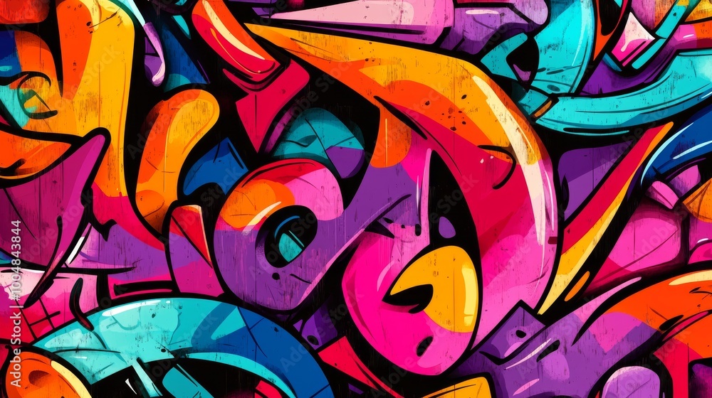 Colorful abstract graffiti mural with dynamic Colorful abstract graffiti mural with dynamic