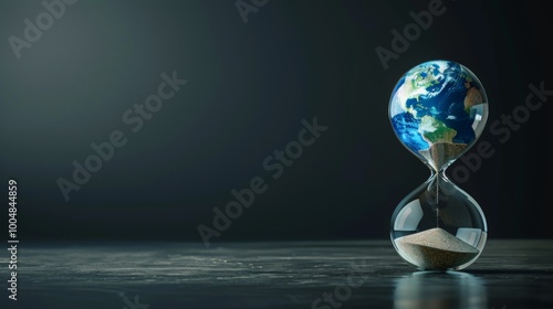 Fototapeta Naklejka Na Ścianę i Meble -  hourglass with planet earth for time. concept save the planet