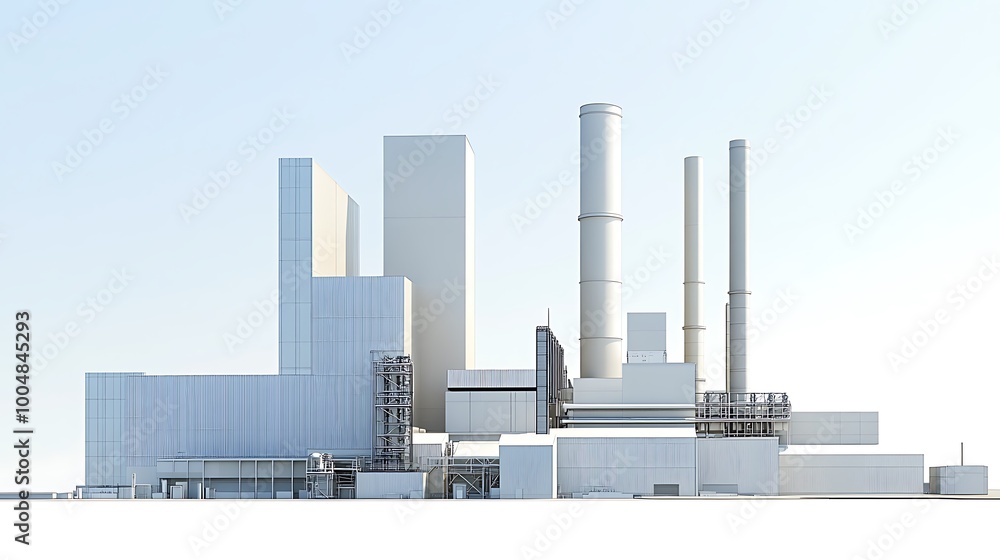 Industrial Complex Render in White Industrial Complex Render in White