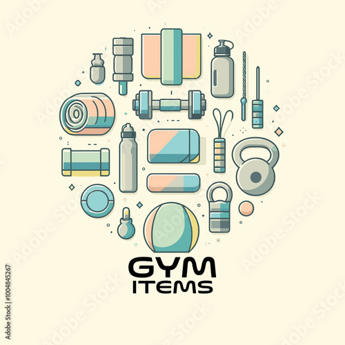 Gym Items Flat Vector Illustration Design photo