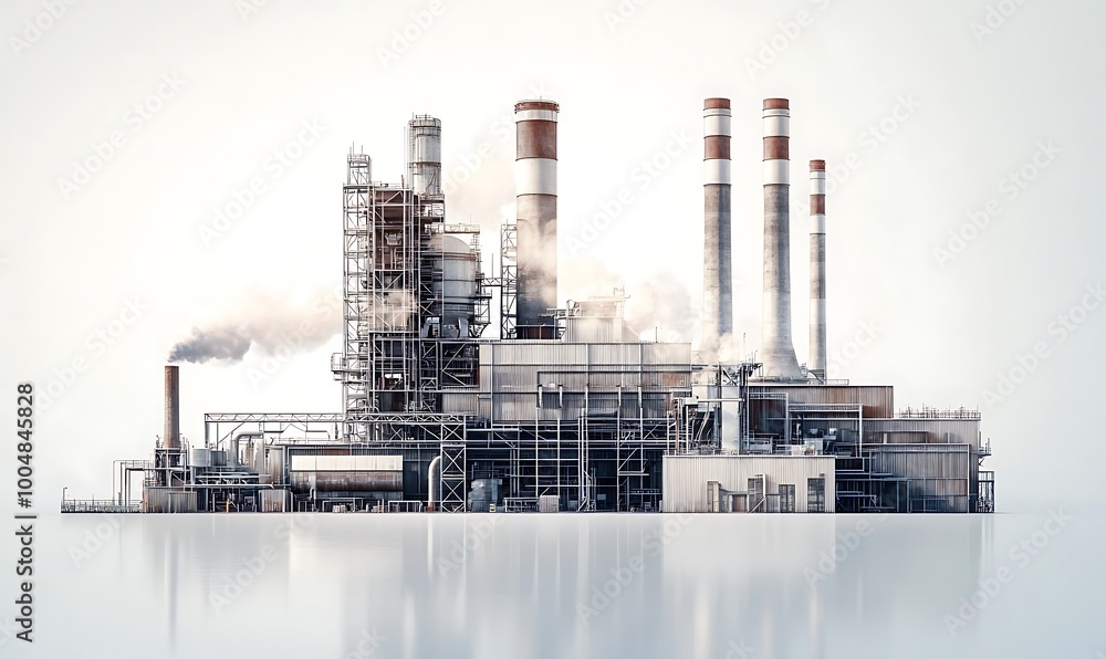 Obraz premium Industrial Complex with Smoke Stacks