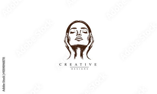 Face massage black vector white background