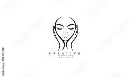 Face massage black vector white background