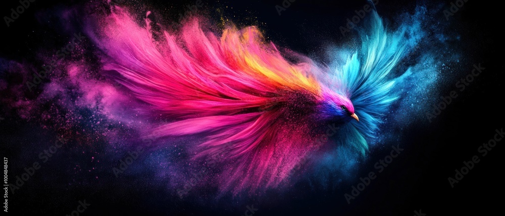 Colorful Bird Explosion in Motion Colorful Bird Explosion in Motion