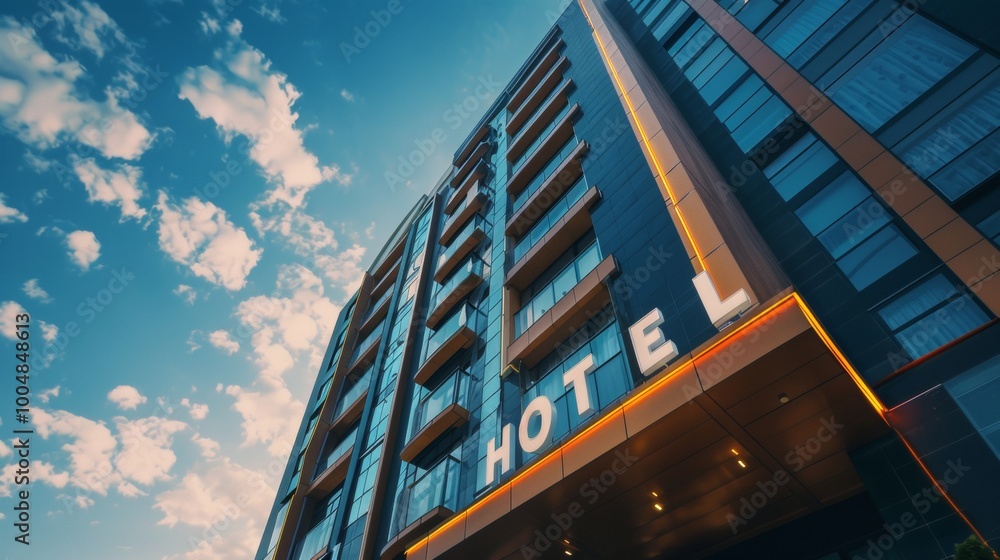 building with the sign Hotel building with the sign Hotel