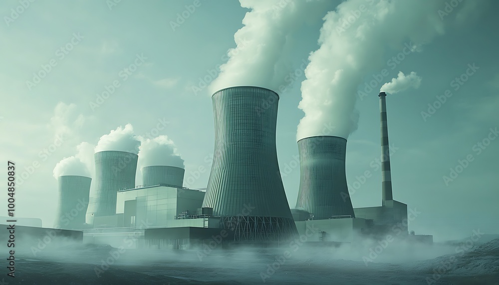 Nuclear Power Plant with Smoke and Fog Nuclear Power Plant with Smoke and Fog