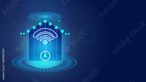 Smart home with automation technology or modern house city building. vector editable