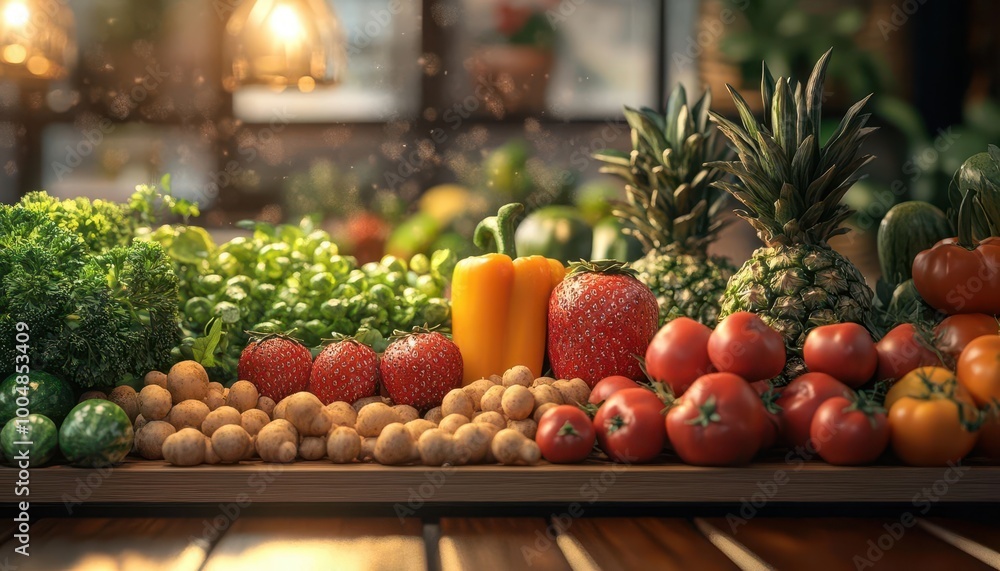 Farm-to-table dining experience, vibrant organic produce, warm lighting, wooden textures, photo-realism Farm-to-table dining experience, vibrant organic produce, warm lighting, wooden textures, photo-realism