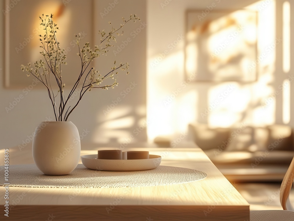 Minimalist home setup with neutral tones, sleek furniture, soft lighting, clean lines, modern style, 3D rendering Minimalist home setup with neutral tones, sleek furniture, soft lighting, clean lines, modern style, 3D rendering