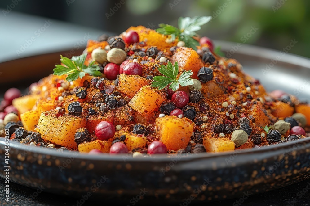 closeup of a plate filled with vibrant spices showcasing rich colors and textures inviting viewers to explore culinary possibilities closeup of a plate filled with vibrant spices showcasing rich colors and textures inviting viewers to explore culinary possibilities