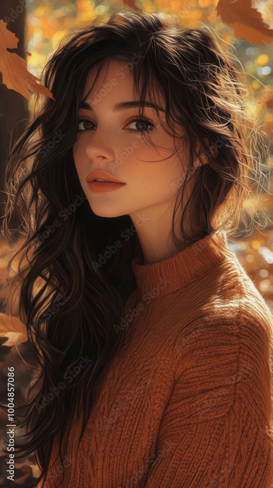 Seasonal fashion changes, layered outfits in a forest, autumn leaves, warm tones, soft lighting, digital painting Seasonal fashion changes, layered outfits in a forest, autumn leaves, warm tones, soft lighting, digital painting
