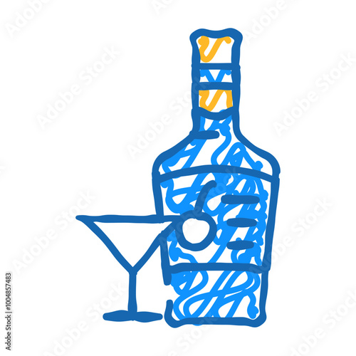 cherry liqueur alcohol doodle icon sketch vector. cherry liqueur alcohol sign. isolated symbol illustration