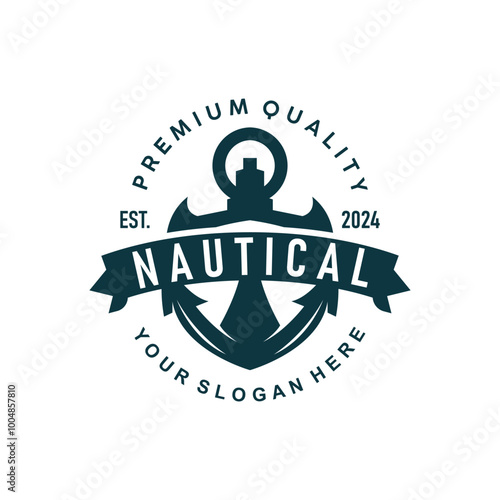 Marine ship vector anchor logo simple minimalist design anchor illustration simple marine symbol template