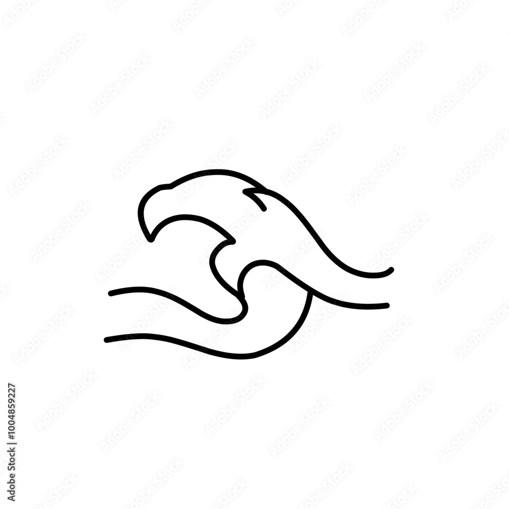 Obraz premium hand drawn oriental wave line