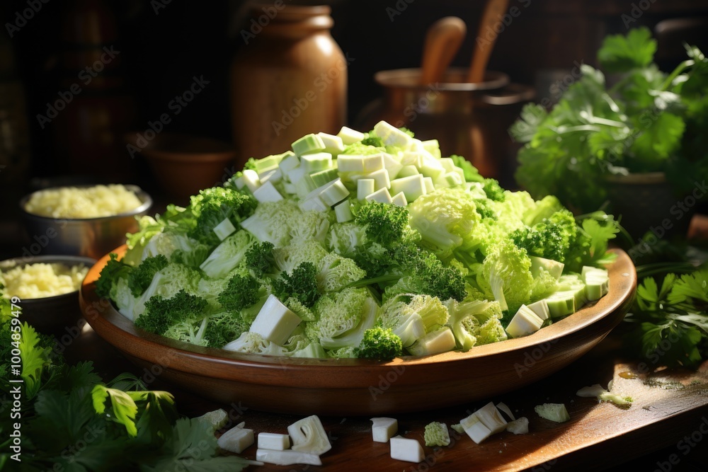Chinese cabbage salad preparation, generative IA