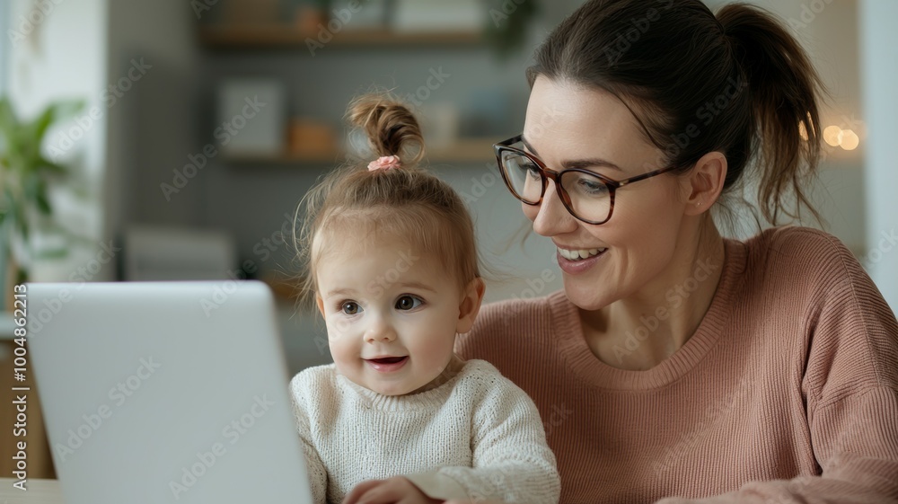 A woman is sitting at a table with a young child A woman is sitting at a table with a young child
