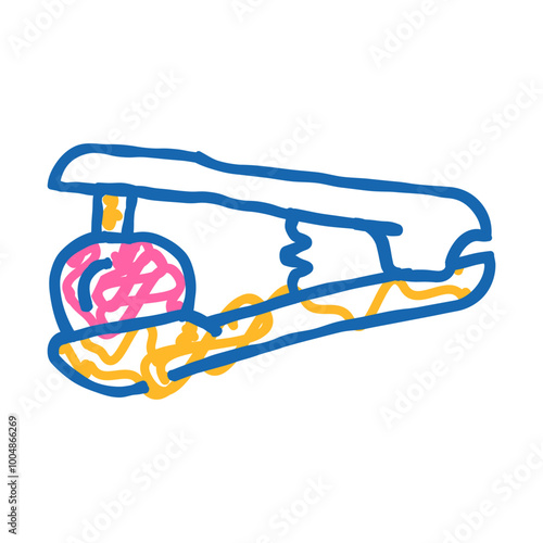 cherry pitting press doodle icon sketch vector. cherry pitting press sign. isolated symbol illustration