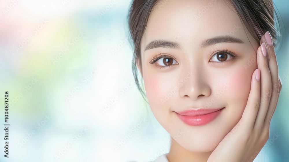 A woman with a beautiful face and a smile A woman with a beautiful face and a smile
