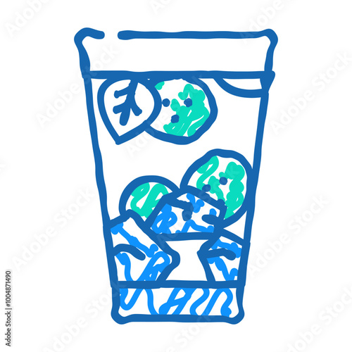 drink with cucumber doodle icon sketch vector. drink with cucumber sign. isolated symbol illustration