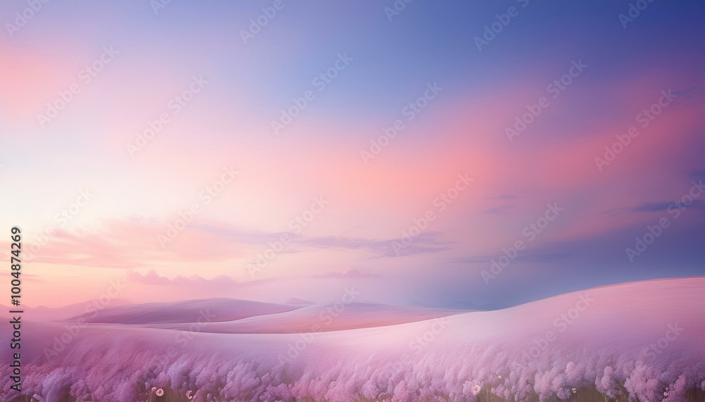 Dreamy pastel sunset over hills Dreamy pastel sunset over hills