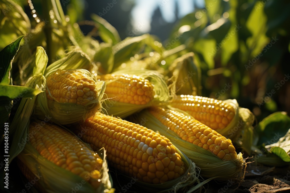 Sweet corn as a full grain grain plan corn with Ia generated, generative IA Sweet corn as a full grain grain plan corn with Ia generated, generative IA