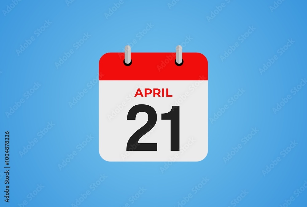 Icon calendar day. 21 April. 21th days of the month, illustration style. Date day of week Sunday, Monday, Tuesday, Wednesday, Thursday, Friday, Saturday. Icon calendar day. 21 April. 21th days of the month, illustration style. Date day of week Sunday, Monday, Tuesday, Wednesday, Thursday, Friday, Saturday.