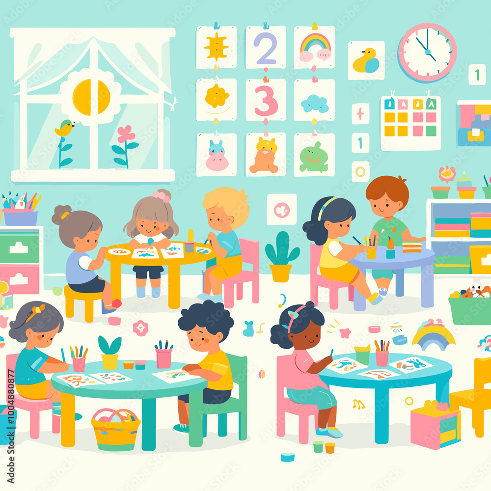 Pre School Flat Vector Illustration Design Pre School Flat Vector Illustration Design