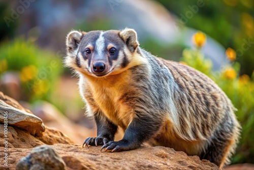 Rock Badger in Natural Habitat Displaying Unique Features and Behavior in the Wild Environment