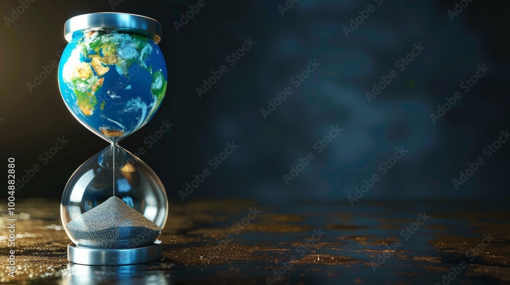 hourglass with planet earth for time. concept save the planet hourglass with planet earth for time. concept save the planet