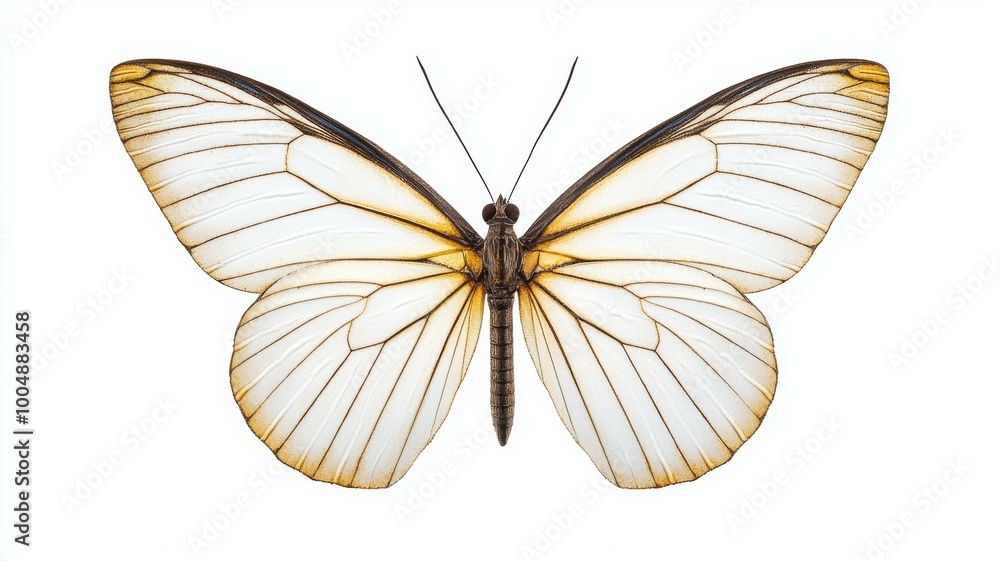 A white butterfly with brown wings A white butterfly with brown wings