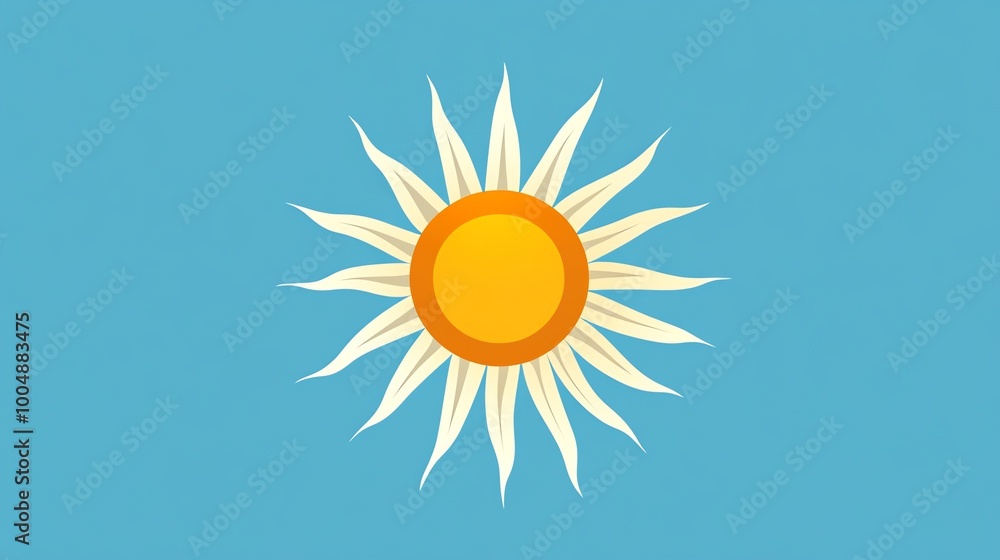 A stylized yellow sun with rays on a blue background. A stylized yellow sun with rays on a blue background.