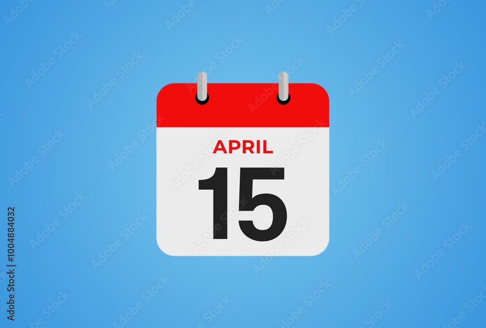 Icon calendar day. 15 April. 15th days of the month, illustration style. Date day of week Sunday, Monday, Tuesday, Wednesday, Thursday, Friday, Saturday. Icon calendar day. 15 April. 15th days of the month, illustration style. Date day of week Sunday, Monday, Tuesday, Wednesday, Thursday, Friday, Saturday.