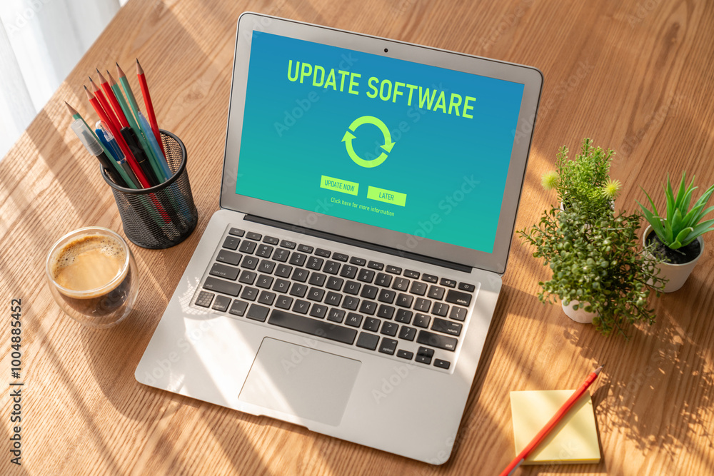 Obraz premium Software update on computer for modish version of device software upgrade