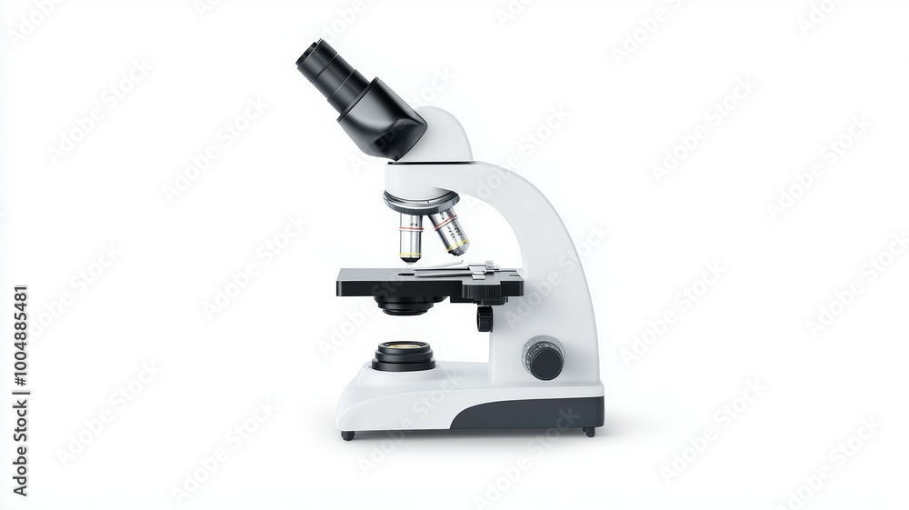 A microscope with a black handle and a white base A microscope with a black handle and a white base