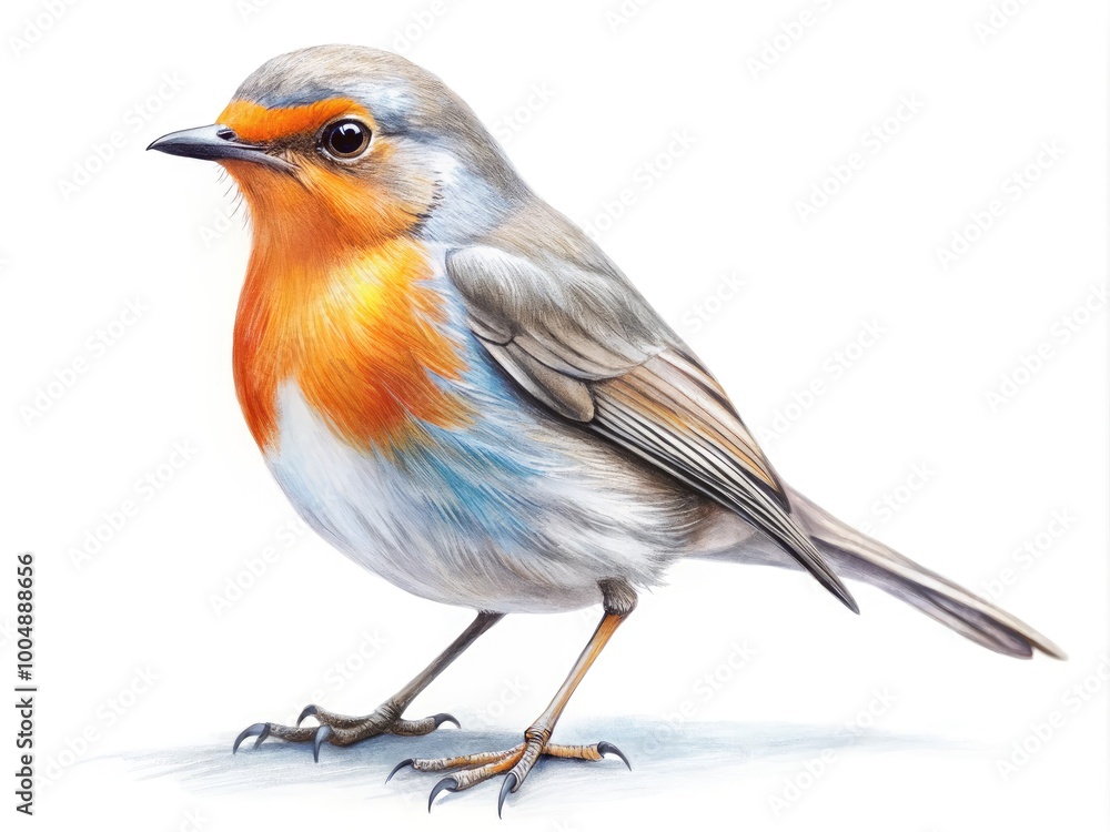 Fototapeta premium Simple Hand-Drawn Bird Illustration on White Background Ideal for Nature and Art Projects