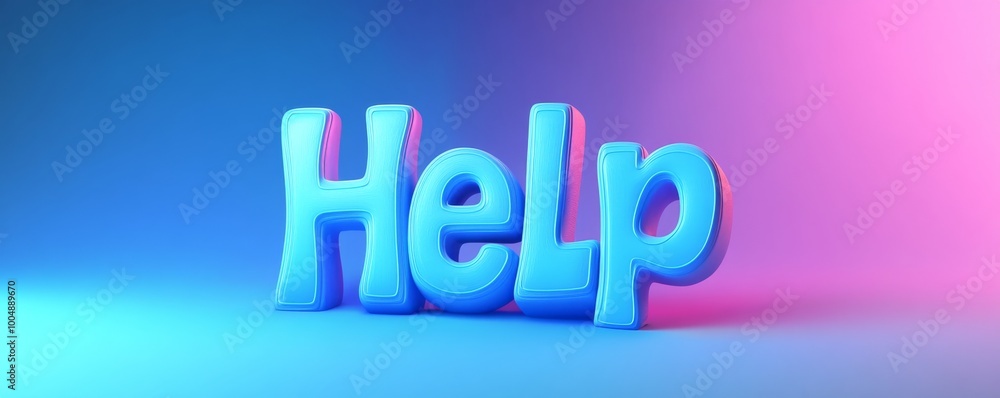 3d bold help text on blue and pink gradient background 3d bold help text on blue and pink gradient background