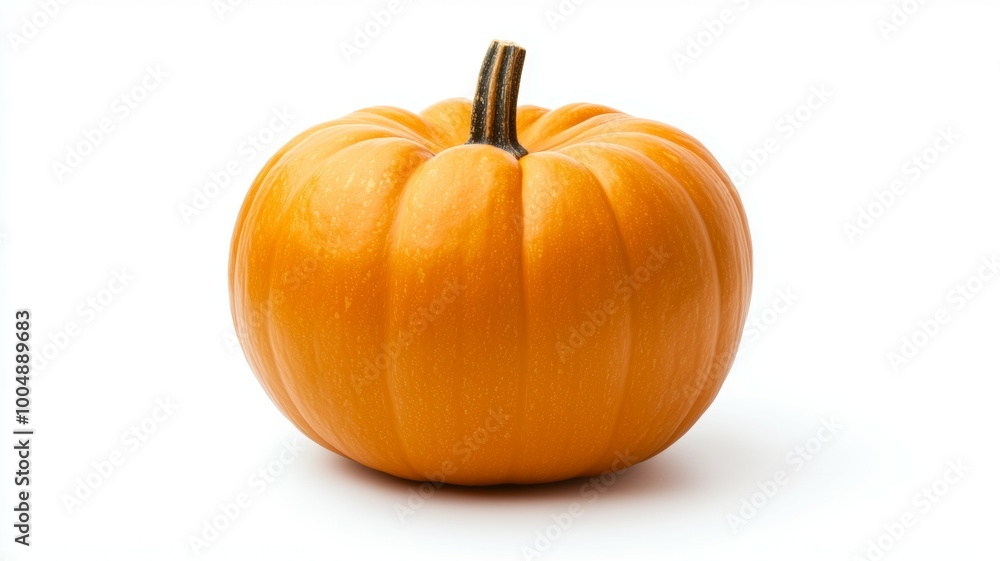 A large orange pumpkin with a stem A large orange pumpkin with a stem