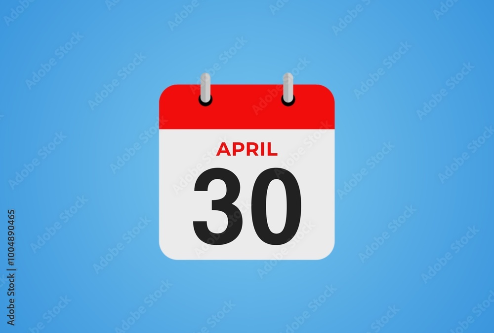 Icon calendar day. 30 April. 30th days of the month, illustration style. Date day of week Sunday, Monday, Tuesday, Wednesday, Thursday, Friday, Saturday. Icon calendar day. 30 April. 30th days of the month, illustration style. Date day of week Sunday, Monday, Tuesday, Wednesday, Thursday, Friday, Saturday.