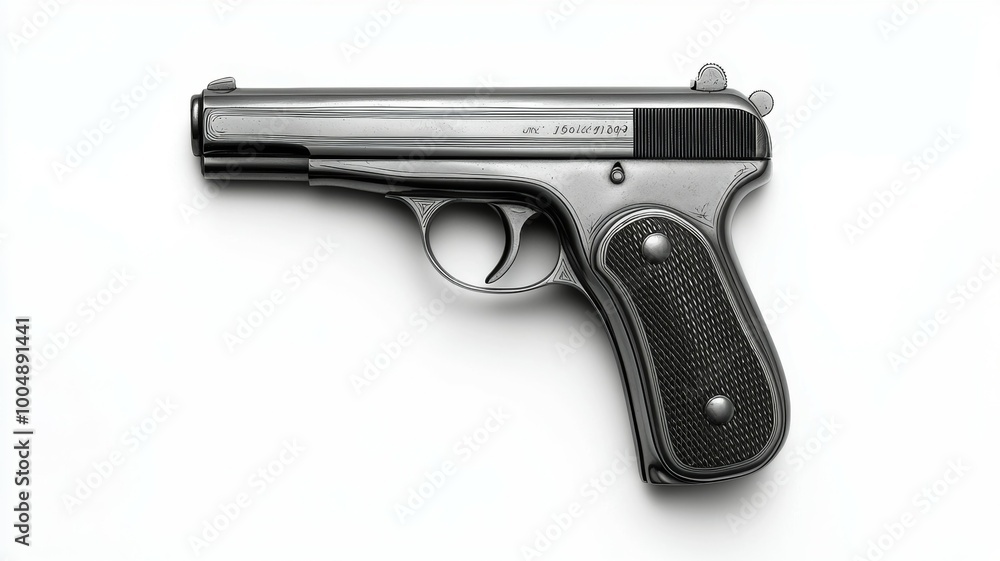 A silver gun with a black grip A silver gun with a black grip