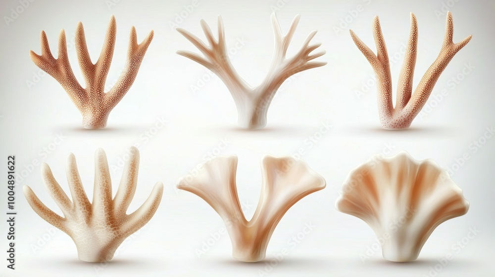 Obraz premium A set of six different types of sea creatures, including a variety of shells