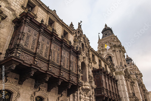 Balcones del Palacio del Arzobispo de Lima - Plaza de Armas de Lima, Perú photo