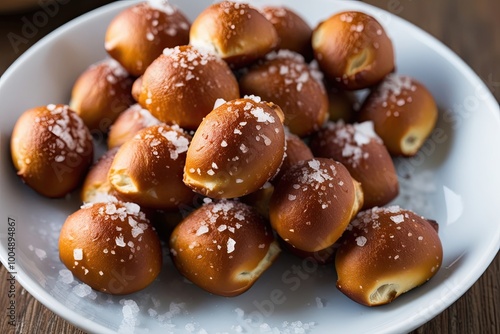 Miniature Pretzel Bites Coated with Coarse Salt - Appetizing Snack for Gatherings