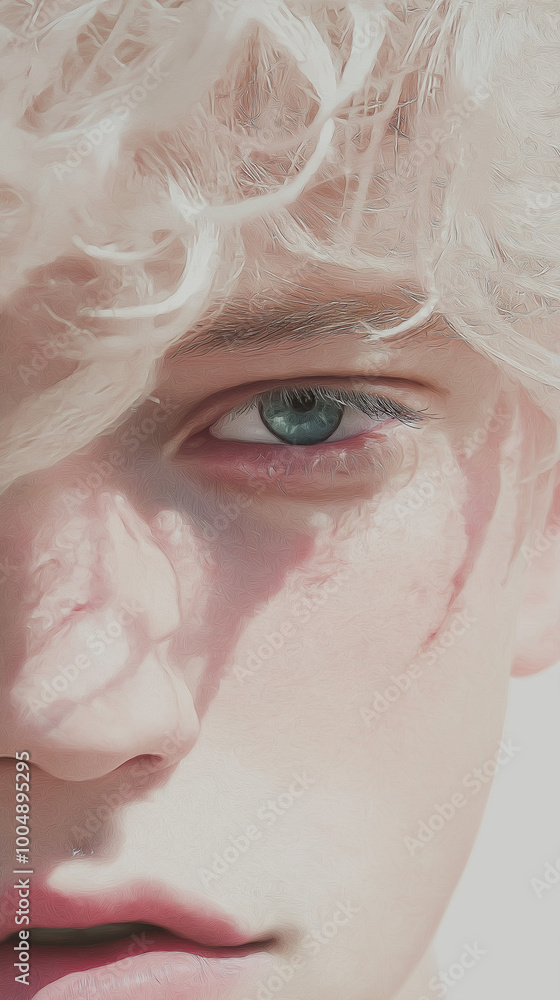 Closeup face of a blond man with blue eyes Closeup face of a blond man with blue eyes