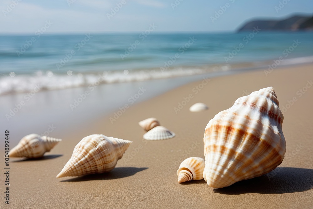 Floating Gentle Seashells Gliding Smoothly in a Coastal Setting Floating Gentle Seashells Gliding Smoothly in a Coastal Setting