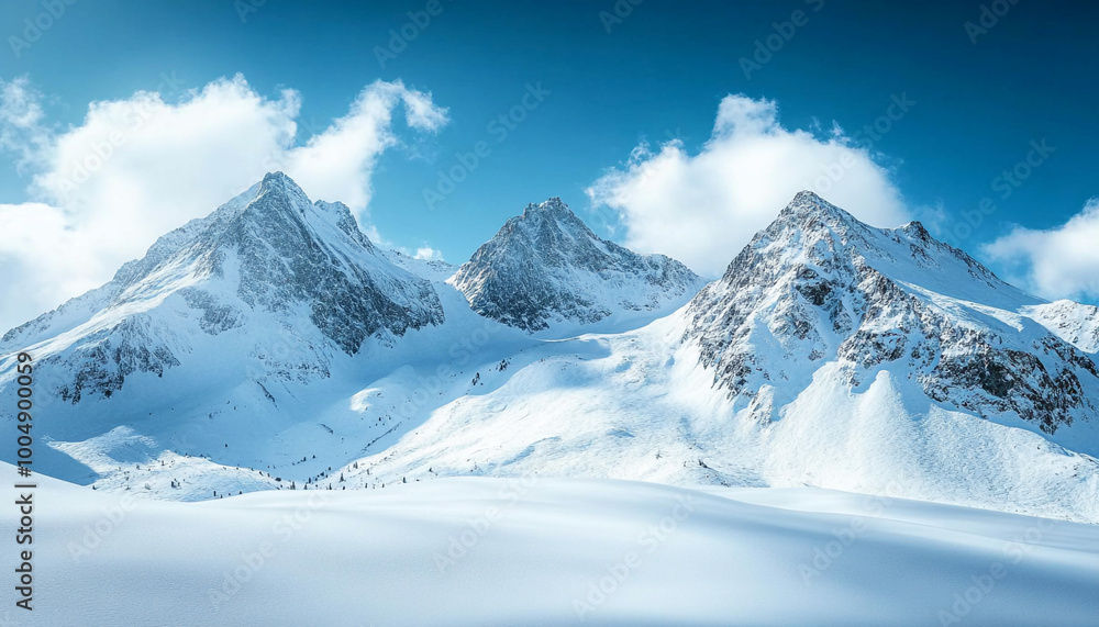 snow-covered-mountain-range-clear-blue-sky snow-covered-mountain-range-clear-blue-sky