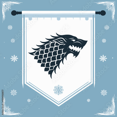 House Stark Banner Flat Vector Illustration Design photo