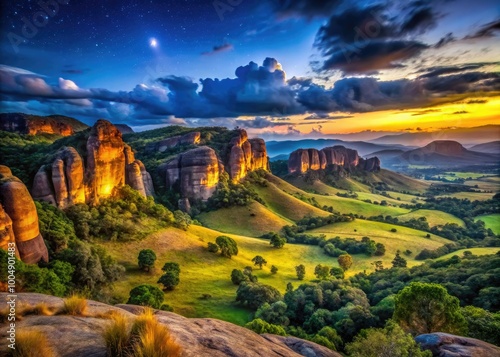 Vast and Lush Landscape of La Gran Sabana with Rolling Hills and Unique Rock Formations in Venezuela