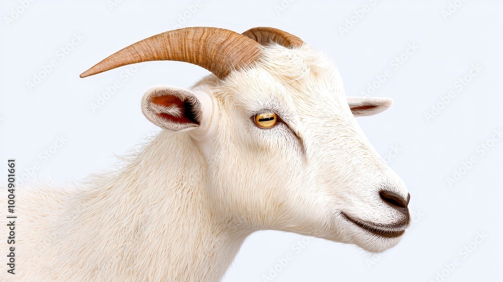 White Goat Portrait Close up Animal Head Farm Animal Domestic Animal Fur Horns Ears White Goat Portrait Close up Animal Head Farm Animal Domestic Animal Fur Horns Ears